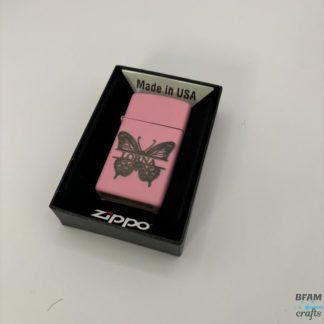Ladies engraved butterfly Zippo slim lighter
