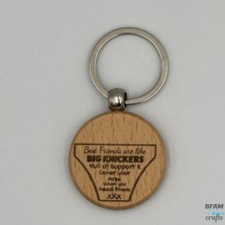 ‘Best Friends Knickers’ Beechwood Keyring.