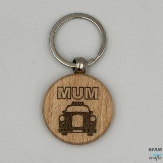 ‘Mum Taxi’ Beechwood Keyring