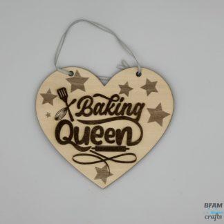 Laser-Cut Heart with “Baking Queen” Engraving